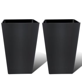 Set of 2 Tall Black Planters, 18.3-Inch Outdoor Pots with Removable Shelf