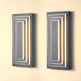 2-Pack 15.7-In. 3-Tier LED Outdoor Wall Sconces with Warm White Light, Black