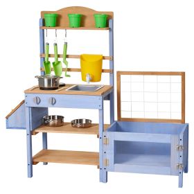 Outdoor Gardening & Nature Play Station for Kids, Blue & Natural