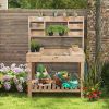 43.5-In. Fir Wood Garden Potting Bench with Potting Sink & Display Shelves