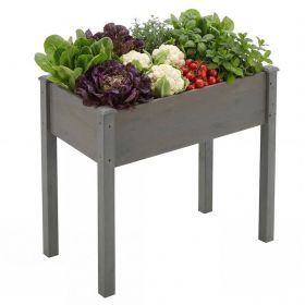 Elevated Cedar Raised Garden Bed with Liner & Drainage Holes, 30 x 18 x 34 in. Wooden Planter Box for Vegetables, Herbs & Flowers – Gray