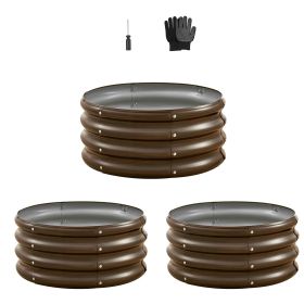 Set of 3- Galvanized Metal Raised Garden Bed Set, 2 ft. x 2 ft. x 1 ft. Open-Bottom Planter Boxes for Vegetables, Herbs & Flowers