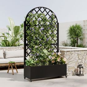 Round Metal Raised Garden Bed with Trellis & Privacy Screen, 4 Wheels, 73" High