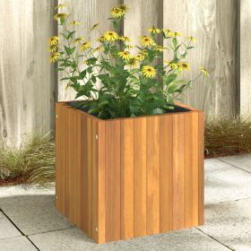 13.8" Natural Solid Acacia Wood Garden Planter with Non-Woven Liner