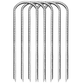 12-Piece 12" U-Shaped Ground Anchors, Threaded Steel Garden Stakes
