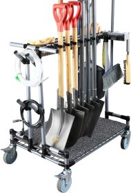 Heavy-Duty Garden Tool Organizer Cart with 5-In. Wheels & Storage Rack, 500-Lb. Load Capacity