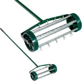 16-In. Heavy-Duty Rolling Spike Lawn Aerator with 57.6-In. Long Handle