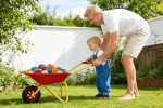 Children's Metal Wheelbarrow, 2-Wheel Design, 33-Lb. Capacity, Red & Yellow