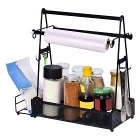 Metal Grill Utensil Caddy, BBQ Tool Organizer with Paper Towel Holders