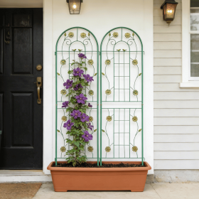 2-Pack Metal Garden Trellis, 71 x 19.7 Inch Rustproof Climbing Plant Support, Green