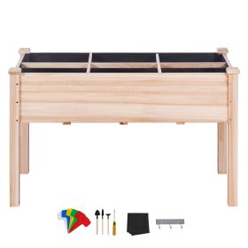 Elevated Fir Wood Raised Garden Bed Kit, 47.2" x 22.8" x 30" Planter Box with Legs & Removable Divider