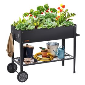 Elevated Galvanized Metal Raised Garden Bed, 42.5" x 19.5" x 31.5" with Legs & Wheels for Vegetables, Herbs & Flowers