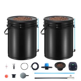 2-Bucket 5-Gallon Deep Water Culture Hydroponic Grow System Kit, Black