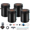 4-Bucket 5-Gallon Deep Water Culture Hydroponic Grow System Kit, Black