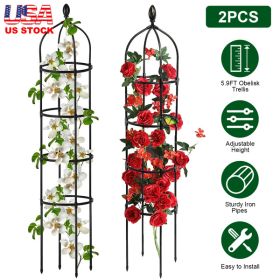 2-Pack 5.9 Ft Adjustable Garden Obelisk Trellis, Climbing Plant Support, Black