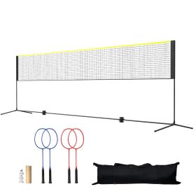 Badminton Set with multi-sport 20-foot wide adjustable net for badminton, tennis, pickleball and volleyball