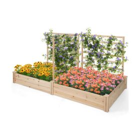 Raised Garden Bed Kit with 2 Planter Boxes & 3 Trellises, 88 x 45 x 43 in. Fir Wood