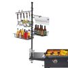 Vertical Attachable Griddle Caddy Organizer with 3 Baskets, Hooks & Paper Towel Holder, Black