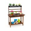 Kids' Wooden Potting Bench for Garden Fun, Dark Brown