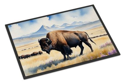 Prairie Bison Doormat, Indoor Outdoor Non-Slip Mat, 24" x 36"
