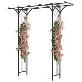 6.8 ft Metal Garden Arbor with Trellises for Climbing Plants, Wedding Arch, Black
