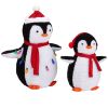 2-Piece Set Lighted Plush Penguins Christmas Yard Decorations, 150 Warm White LEDs