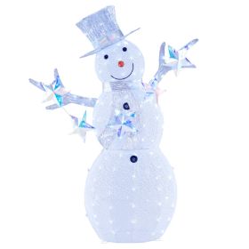 5ft Pre-Lit Christmas Snowman with Stars, 140 Cold White LED Lights