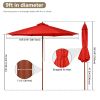 9-Ft. Wooden Patio Umbrella with Pulley, Red