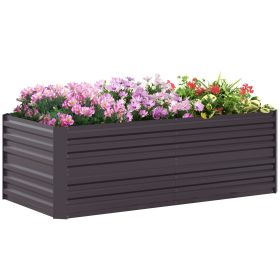 Galvanized Raised Garden Bed, 71" x 36" x 23" Extra-Deep Steel Planter with Reinforcing Rods, Dark Gray