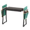 Heavy-Duty Folding Garden Kneeler & Seat Set with 8-In. Wide Pad & Tool Bags, Green