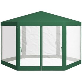 13 x 11 Ft Hexagon Party Tent with Mesh Sidewalls, Green