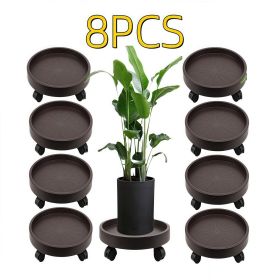 8-Pack 13 in Plant Caddies with Wheels, Heavy-Duty Rolling Plant Stands, Brown