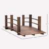 5ft Fir Wood Garden Bridge, Arc Walkway with Side Railings, Stained Brown