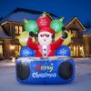 6ft Inflatable DJ Santa, Rotating Music Light, Flashing RGB LED Christmas Decoration