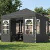 9.6 x 9.6 Ft Pop-Up Canopy Tent with Sidewalls, UPF 50+, Dark Gray & White