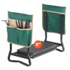 Heavy-Duty Folding Garden Kneeler & Seat Set with 8-In. Wide Pad & Tool Bags, Green