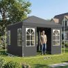 9.6 x 9.6 Ft Pop-Up Canopy Tent with Sidewalls, UPF 50+, Dark Gray & White