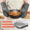 Oven Gloves, Heat-Resistant Silicone Grill & Cooking Gloves, Gray