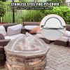 20-In. Stainless Steel Fire Pit Spark Screen, Round Mesh Cover with Fire Stick