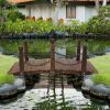 5ft Fir Garden Bridge, Wooden Footbridge with Metal Chain Railings