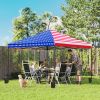 10 x 10 Ft Pop-Up Canopy Tent, One-Push Setup, American Flag