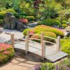 5ft Wooden Garden Bridge, Arc Footbridge with Railings, Natural Fir Wood