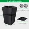 Set of 2 Tall Black Planters, 18.3-Inch Outdoor Pots with Removable Shelf