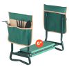 Heavy-Duty Folding Garden Kneeler & Seat Set with 6-In. Wide Pad and 2 Tool Bags, Green