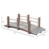 5ft Wooden Garden Bridge, Arc Footbridge with Railings, Natural Fir Wood