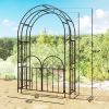 7.4 ft Steel Garden Arch with Double Gate, Garden Arbor Trellis for Climbing Plants