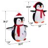2-Piece Set Lighted Plush Penguins Christmas Yard Decorations, 150 Warm White LEDs