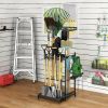 35-Tool Heavy-Duty Metal Garden Tool Organizer Rack with Hooks & Leveling Feet