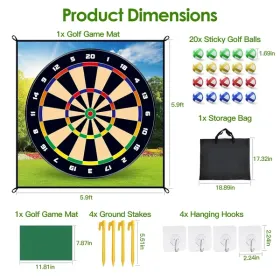 Golf Chipping Game Mat Set, 20 Sticky Balls, Indoor Outdoor Golf Training