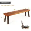 Set of 2 Solid Acacia Wood Outdoor Benches with Steel Legs, 59-In.